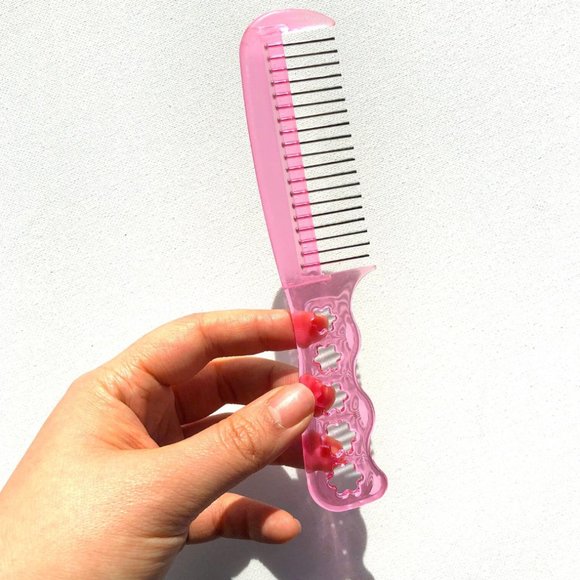 Acrylic Hair Comb | Steel Comb Teeth | Pink Acrylic Aesthetic | Pink Comb - Picture 3 of 3
